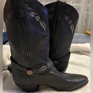 Laredo Genuine Deer Black Leather Western Boots NWOT
